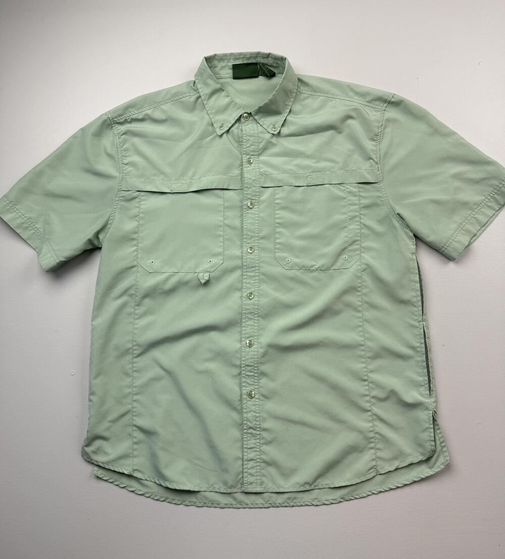 Stillwater Supply Co. Shirt Mens Large Green Short Sleeve Fishing Button Up